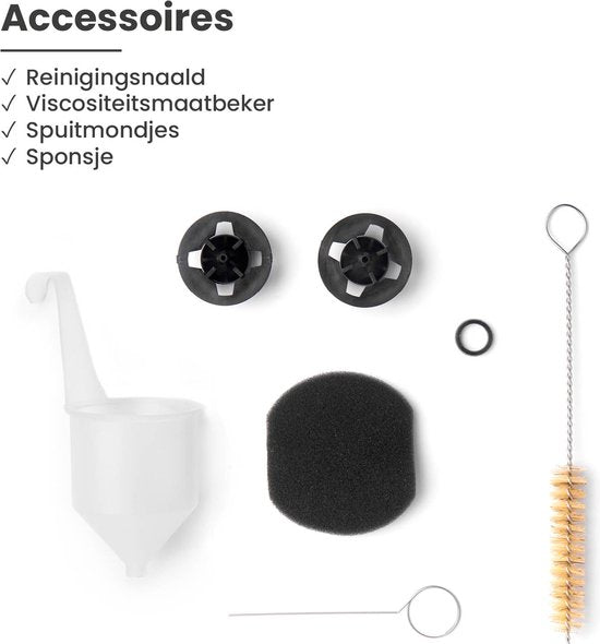 QLT Verfspuit op Accu voor Watergedragen en Oplosmiddelhoudende Verf, Lak en Beits - Airbrush met verstelbare Spuitmond – Verfpistool – 800ML