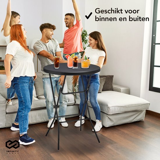 Infinity Goods Stevige Zwarte Statafels - Set van 2 - Inklapbaar - Ø 80 x 110 cm