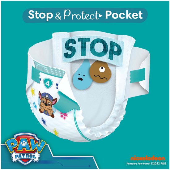 Pampers Baby-Dry Paw Patrol-editie Maat 4, 222 Luiers, 9kg-14kg