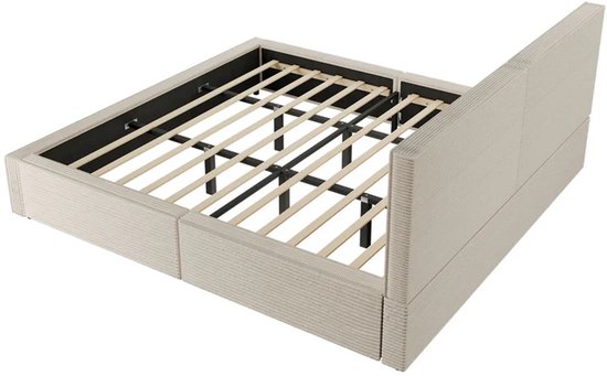 Gestoffeerd Bed Salerno - Corduroy - 180x200cm - Beige
