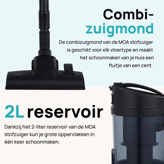 MOA Stofzuiger Zonder Zak - Inclusief HEPA H13 Filter - Combi Zuigmond - Stofzuiger - 900W - Zwart