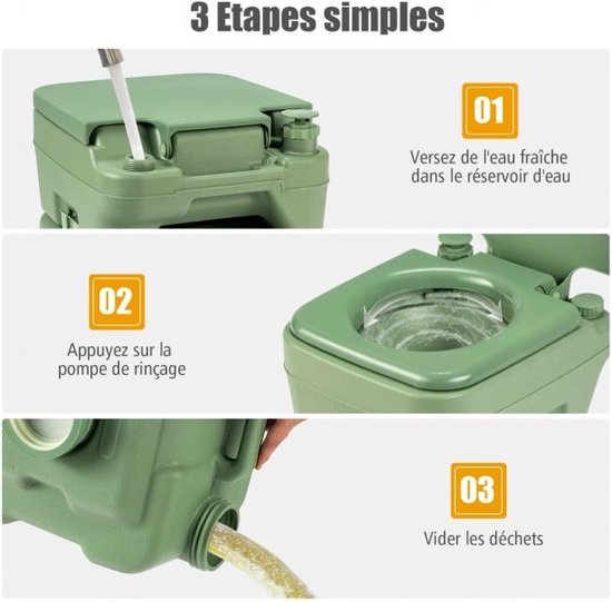 Laodikya Home Campingtoilet Reistoilet Toiletemmer Mobiel Draagbaar Chemisch Toilet 20L + 12L