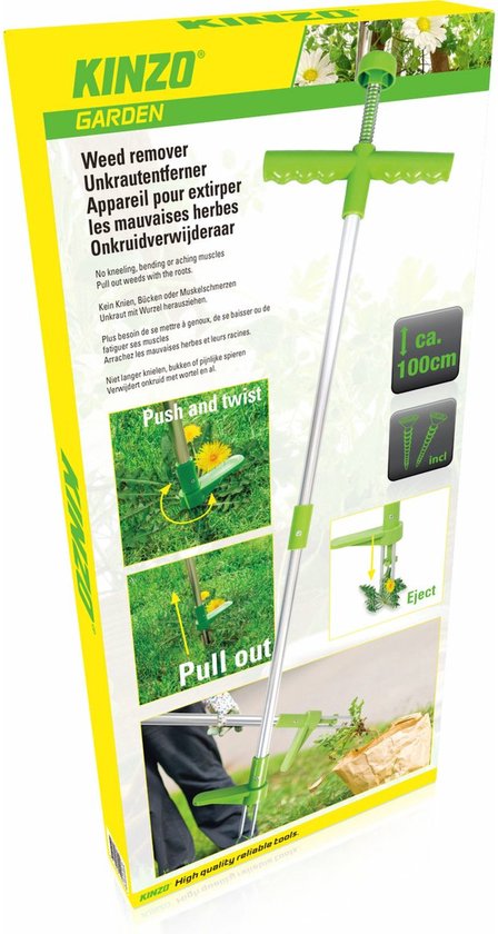 Kinzo Onkruidsteker - Tuingereedschap met Lange Steel - Onkruidverwijderaar met Drie Tanden - Ergonomisch Ontwerp - 100 cm