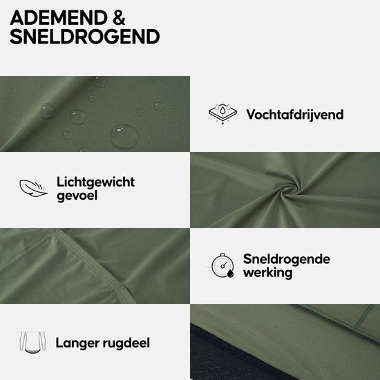 DANISH ENDURANCE Fietstrui voor Heren - Wielershirt - Korte Mouwen - Quick-Dry - Olijfgroen - Maat M