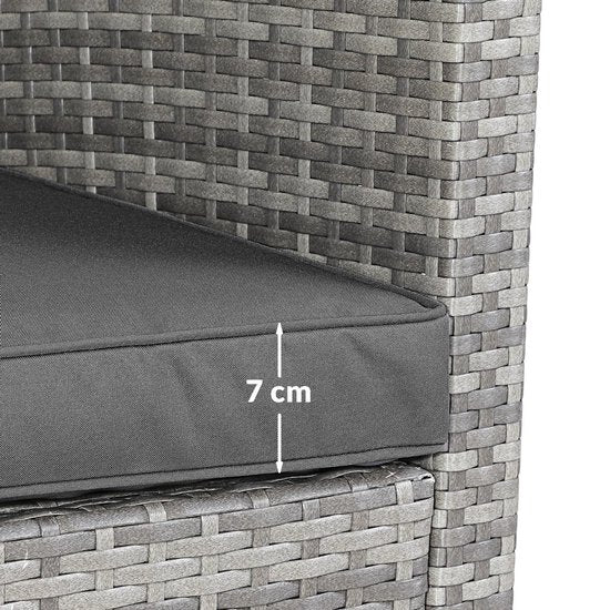 Casaria Loungeset - 6 Personen Eettafel Polyrottan – Grijs