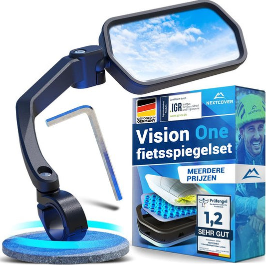 NEXTCOVER® Fietsspiegel e-bike rechts met ProVision echt glas - Fietsspiegel op stuur - Fietsspiegel ebike, Achteruitkijkspiegel fiets en e-bike
