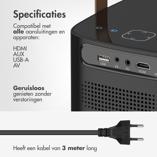 iMoshion Draagbare Beamer - Full HD Mini Beamer / Projector - Streamen via WiFi - Zwart