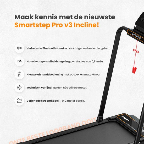 Moovv SmartStep Pro v3 Incline Loopband Inklapbaar - Walking Pad met 10% Hellingfunctie – Opvouwbare Wandelband - Treadmill 1-12 km/u – Incl. Accessoires
