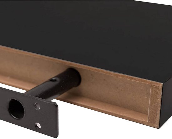 Woltu Wandplank - 30x22,9x3,8cm - Zwevend - Hout/MDF - Zwart
