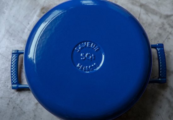 Saveur Voyage Ovale Braadpan – Ø25 cm – Gietijzer – PFAS-vrij – Inductie – Klassiek Blauw