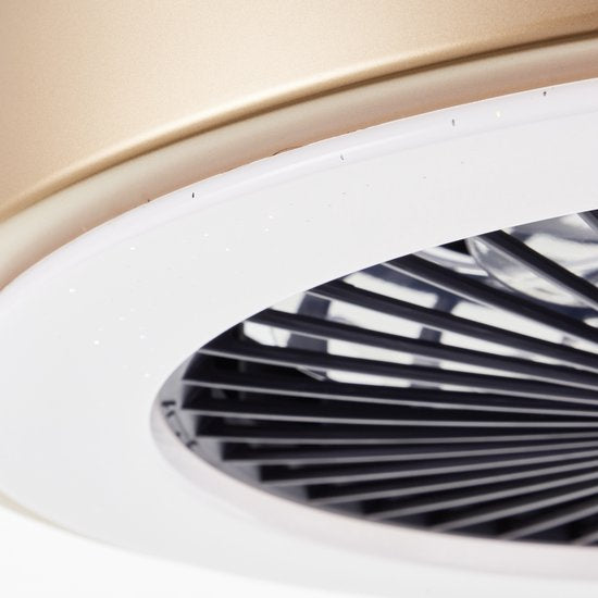 Brilliant Slimline - Plafondventilator - Met verlichting - LED 40W - 3000K-6500K - Dimbaar - Zwart met Goudenrand - Zeer stil