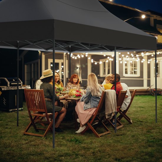 LifeGoods Partytent - Paviljoen - EasyUp - Opvouwbaar - Waterdicht - Met Draagtas met wieltjes - 300 x 600 cm - Antraciet