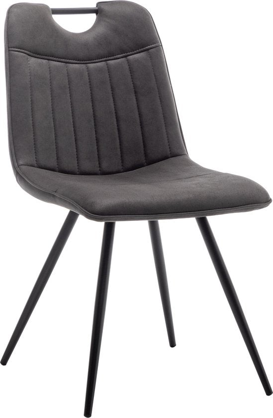 Furnihaus Eetkamerstoel Leon Microvezel Antraciet Set van 2