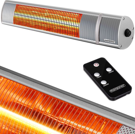 Monzana Infraroodstraler 2000W - 3 Standen/Afstandsbediening – Zilver