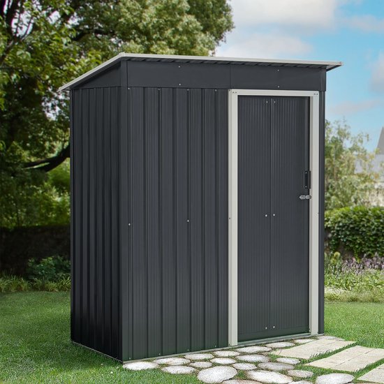 Metalen tuinhuis berging S - Antraciet - Incl. onderstel
