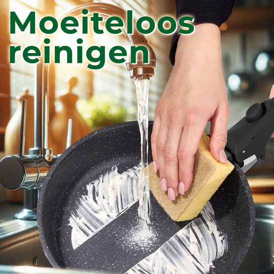 Just Perfecto 11 Delige Pannenset Inductie - Afneembare Handgreep - Pannenset Met Deksel Voor Alle Warmtebronnen - Pannen Zonder PFOA - PFAS