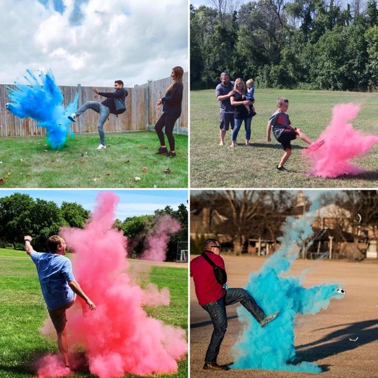 Partizzle Gender Reveal Voetbal - Met Roze & Blauwe Poeder - Babyshower Versiering - Boy or Girl Party - Alternatief Rookbom & Rookkanon - Plastic