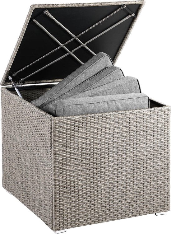 Casaria Polyrattan Kussenbox - 318 L met Deksel - 75x75x70cm Beige