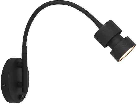 Wandlamp Natasja LED 3094ZW Zwart - Draaibaar en kantelbaar, inclusief GU10 lichtbron, gemaakt van kunststof en metaal - Steinhauer