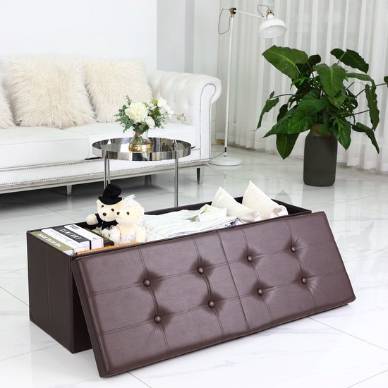 Casaria Zitbank met Opbergruimte - 80x40x40cm 100L Kunstleer – Bruin