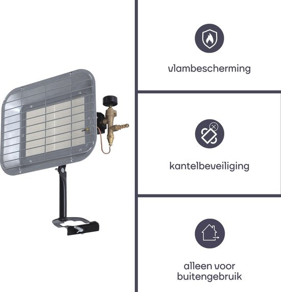 Perel Terrasverwarmer op gas, butaan of propaan, 4500 W