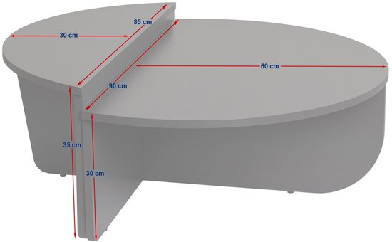 Dimehouse Salontafel - Ovaal - 85x30x30 cm - Melamine - Japandi - Houtlook - Naturel Walnoot