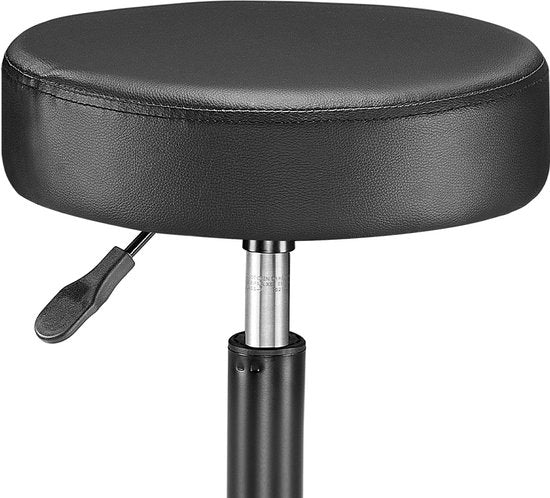 Casaria Verstelbare Draaikruk - 46/60cm Zithoogte – 1 Stuks Zwart