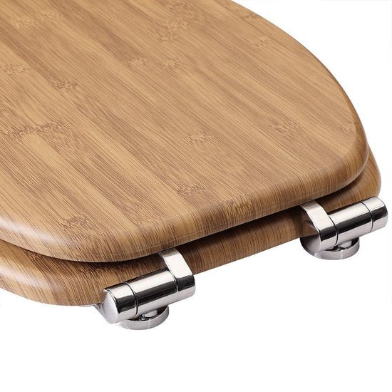 Casaria Wc-bril met Deksel Sluitingsmechanisme Toiletzitting MDF Bamboe