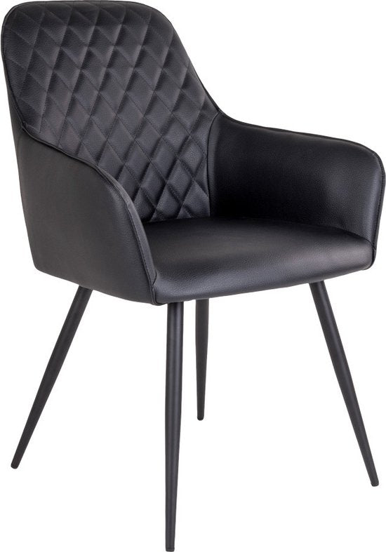 House Nordic Harbo Eetkamerstoel Vegan Leer Zwart - Set van 2