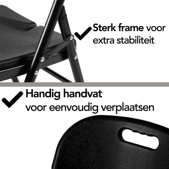 Brixy Klapstoelen – Set van 4 - Vouwstoelenset - Zware Kwaliteit - Weersbestending - Opvouwbare Stoelen - 47 x 54 x 87 CM – Zwart