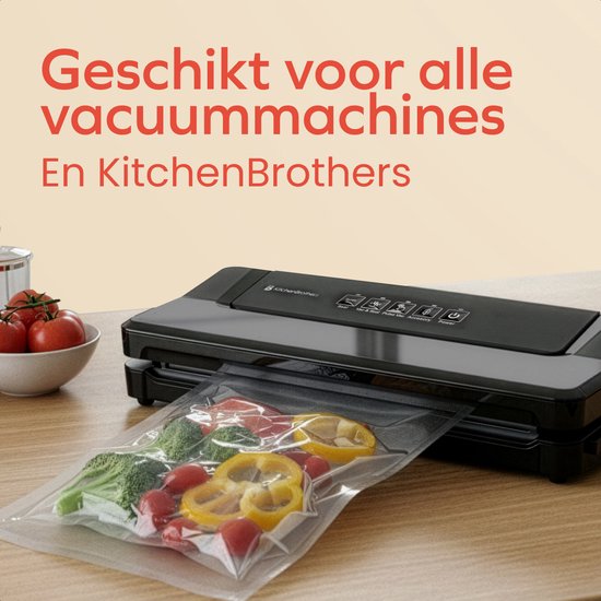 KitchenBrothers Vacuumzakken - 150 stuks - Mix Set - BPA-vrij - Vacuumzakken voedsel - Sous vide zakken - Voor Vacumeermachine