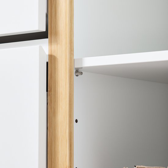 SoBuy FSR189-WN Schoenenkast - Witte Houtcomposiet met 3 Kleppen & Deur