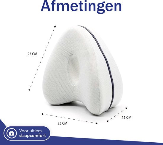 Sleeptight Orthopedisch Kniekussen voor in Bed Zijslapers - Zijslaapkussen - Beenkussen Traagschuim - Ergonomisch Zijslaper Kussen - Met Band - 25cm