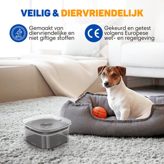 Vulpes Goods® Drinkbak Hond - Waterbak voor Honden - Anti Knoei - Vermindert slobberen - Transparant - Onderweg - 2L - Zwart