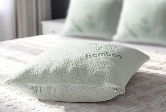 H&C Bamboo Memory Foam Hoofdkussen - Antibacterieel - Anti-Huisstofmijt - Voor Zijslapers