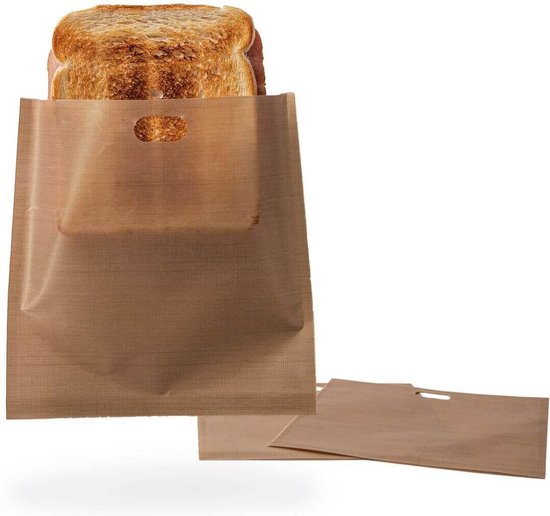 Toastzakken voor Broodrooster – Herbruikbaar – Ideaal voor Glutenvrij – Geen Kruimels – 3 Stuks