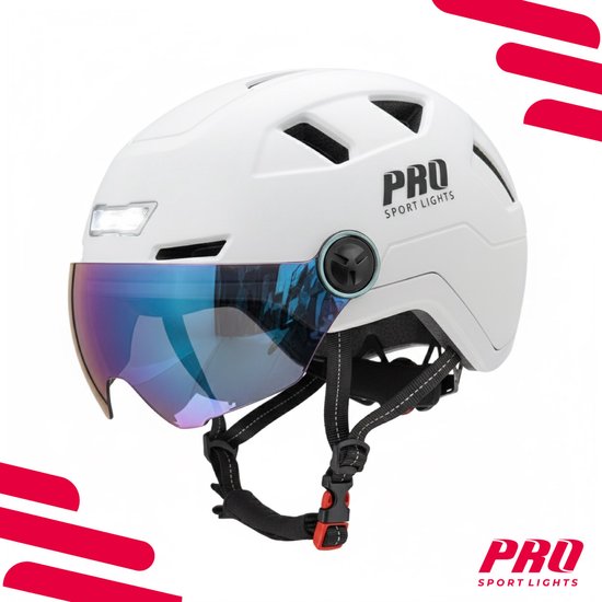 Speed Pedelec Helm met Visier & Oorwarmers Fietshelm Volwassenen - Wit - Medium - NTA8776