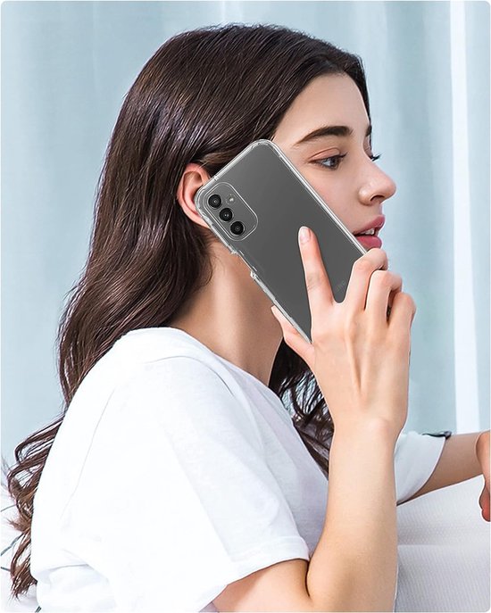 Podec 2-in-1 Hoesje met screenprotector geschikt voor Samsung Galaxy A14 Doorzichtig Telefoonhoesje - Anti-Shock Case Cover