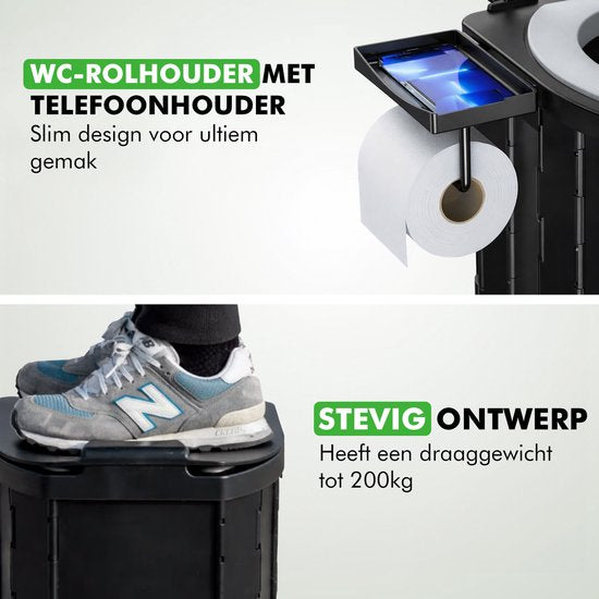 Travelhawk Camping Toilet – Toiletemmer – Draagbaar & Opvouwbaar – Inclusief 12 Biologisch Afbreekbare Zakjes en 10 Absorptie Zakjes – Ideaal voor Kamperen, Festivals & Outdoor