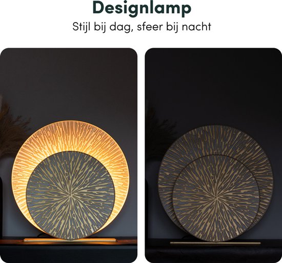 Nolt tafellamp - tafellamp slaapkamer - E27 Lamp woonkamer - Industrieel - ⌀ 40cm - Goud