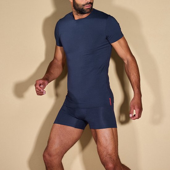 Undiemeister T Shirt Heren - Slim Fit T-shirt - Anti-transpirant - Storm Cloud (Donker blauw) - Tencel - Zijdezacht - Ademend - Anti-Bacterieel - Korte mouwen - Ronde hals - Maat M