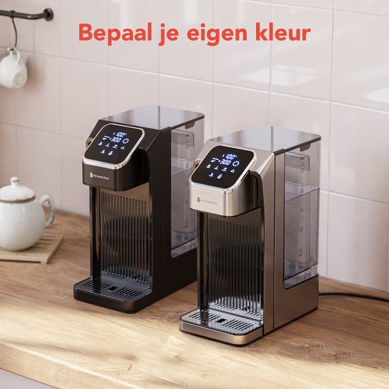 KitchenBrothers Heetwaterdispenser - Heetwatertap - 40-100°C - 100/150/200/250/300/350/400 ml - Instant Waterkoker - 2.7L - Zwart