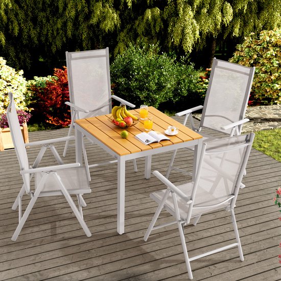 Casaria Tuinset Bern 4+1 Aluminium – Verstelbaar Klapbaar - Beige