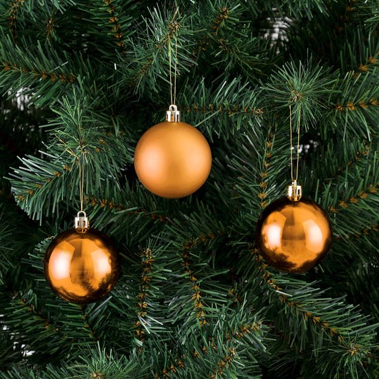 Casaria Kunststof Kerstballen 54 Set - Mat Glanzend Ø 3 4 6 cm Koper Bruin