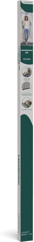 O'DADDY® Vliegengordijn Lamellenhor - 150x260 cm - Deurgordijn - Hordeur - Aanpasbaar Ontwerp - Glasvezel - Deurhor Wit
