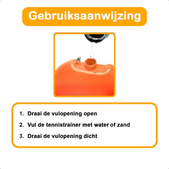 Tennispaal – Tennistrainer – Set Met Elastiek En Tennisbal – Oranje – Voor in de Tuin – Kinderen – Classic – Pro – Vakantie – Volwassenen