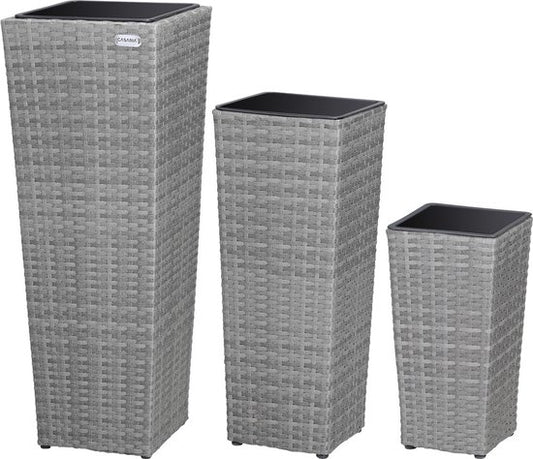 Casaria Bloempotten - 3 stuks - Polyrattan