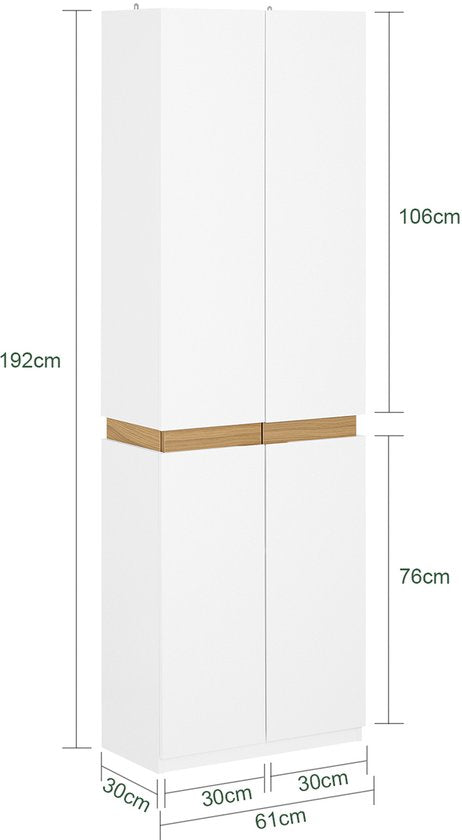 SoBuy KSB01-W Kledingkast, voor volwassenen, slaapkamer, kledingkast, voor slaapkamer, woonkamer, hal, 1 kledingkast, 2 deuren, 5 vakken