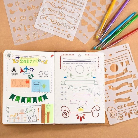 Happy Goods Tekensjablonen - 30 Stuks - Handlettering - voor Kinderen - Volwassenen - Tekensjabloon