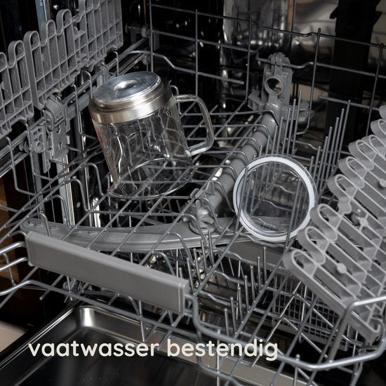 Safecourt Kitchen Glazen Melkopschuimer - Elektrische melkopschuimer - Antikleeflaag - 600 watt - Zwart